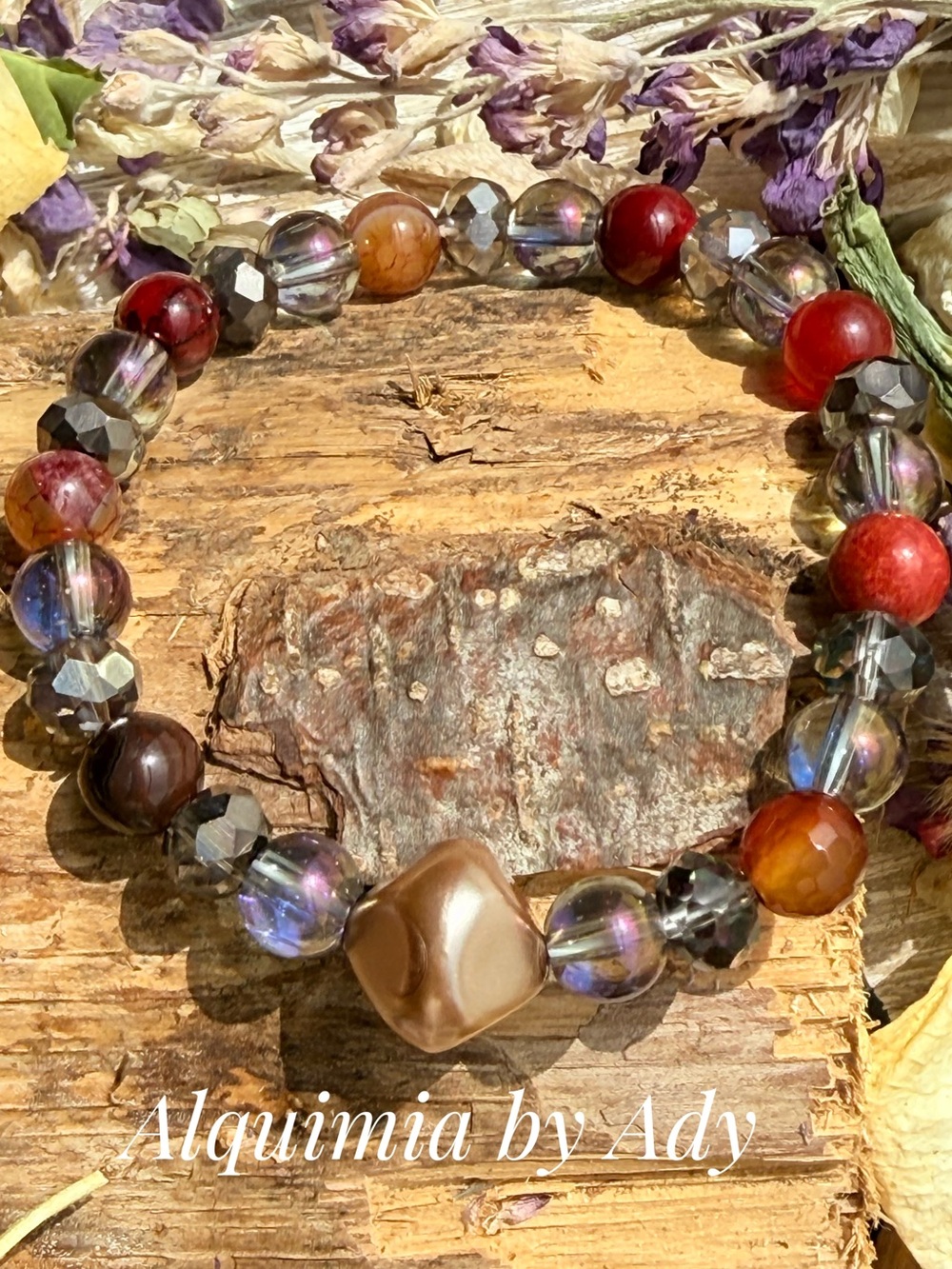 Fall + Gemstones + Multi-Bead Brown & Red Stretch Bracelet